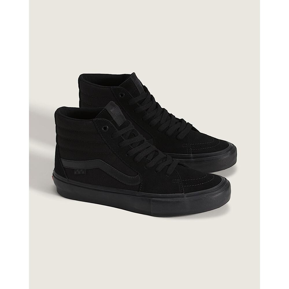 VANS MEN'S 9 SK8-HI TRIPLE BLACK SUEDE HI TOP SNEAKER VN000D5IBKA NIB - Picture 2 of 7